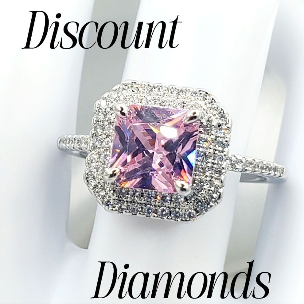 3 Ct. Pink Sapphire Cocktail Ring with White Baguette Sapphire 925 Silver